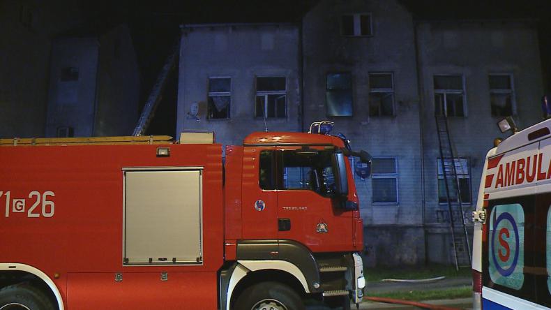 Pożar budynku socjalnego przy ul. Gdańskiej w Lęborku