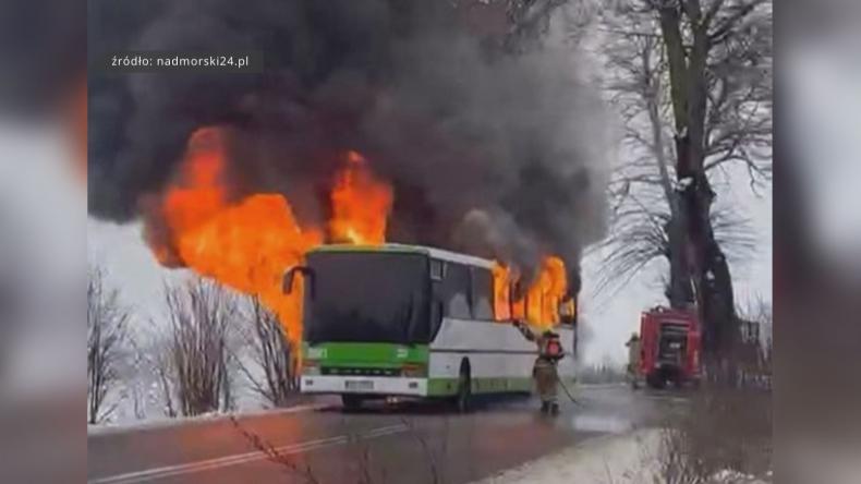 Pożar autobusu w Werblini