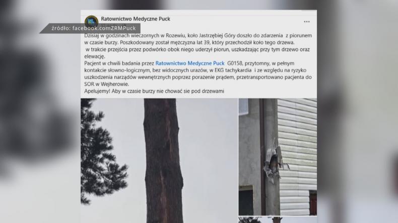 39-latek w szpitalu po uderzeniu pioruna